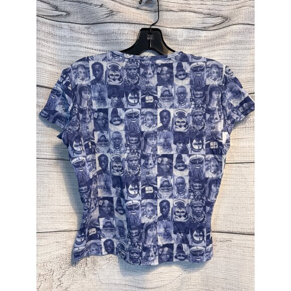 Robin Piccone Artistic Mosaic Faces Print Nylon Tee Size M - Picture 3 of 4